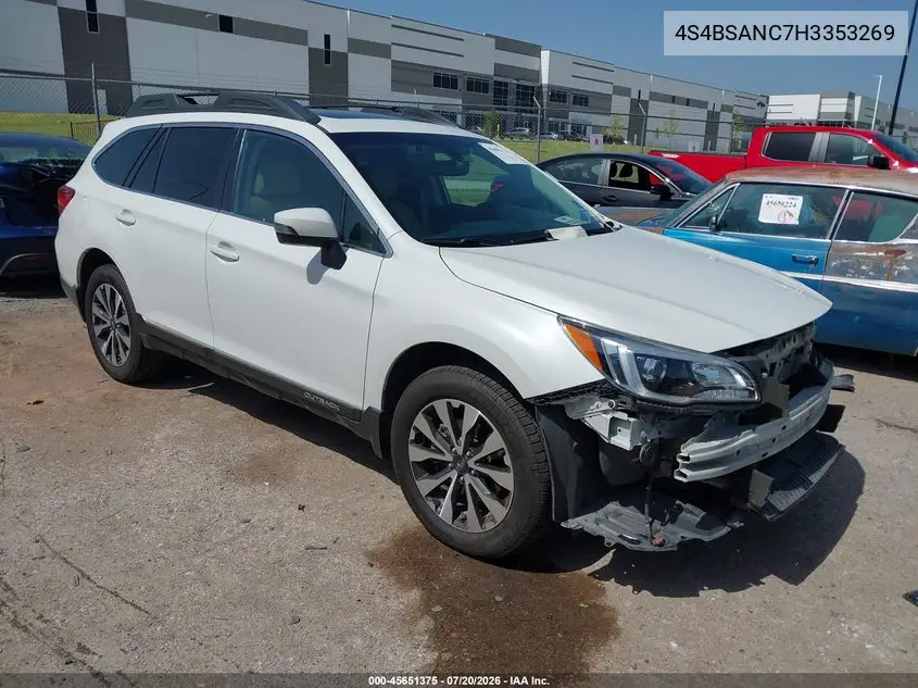 2017 Subaru Outback 2.5I Limited VIN: 4S4BSANC7H3353269 Lot: 45651375