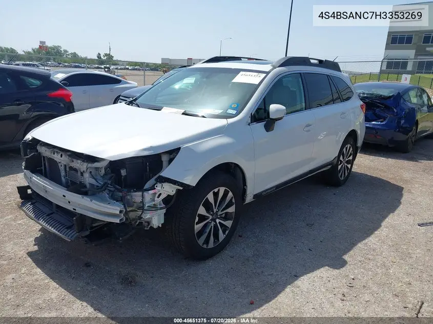 2017 Subaru Outback 2.5I Limited VIN: 4S4BSANC7H3353269 Lot: 45651375