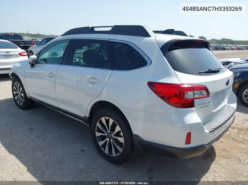 2017 Subaru Outback 2.5I Limited VIN: 4S4BSANC7H3353269 Lot: 45651375