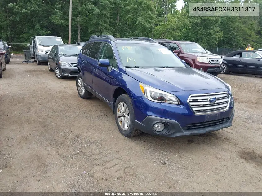 2017 Subaru Outback 2.5I Premium VIN: 4S4BSAFCXH3311807 Lot: 45672056