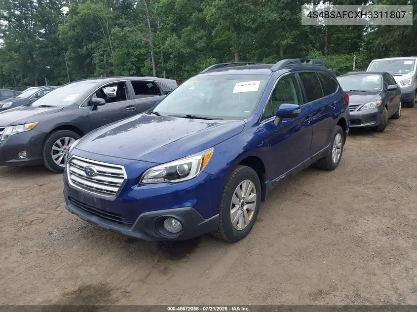 2017 Subaru Outback 2.5I Premium VIN: 4S4BSAFCXH3311807 Lot: 45672056