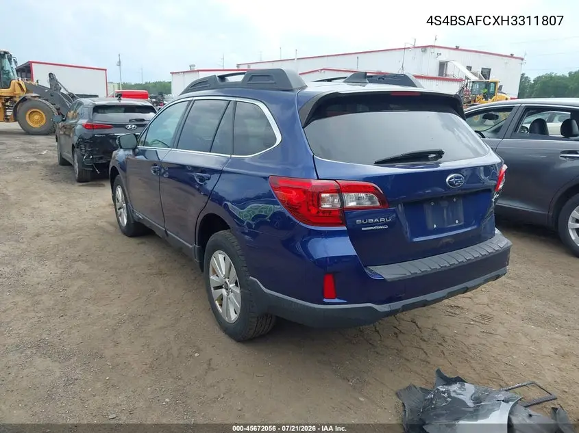 2017 Subaru Outback 2.5I Premium VIN: 4S4BSAFCXH3311807 Lot: 45672056