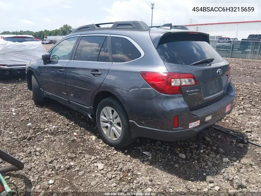2017 Subaru Outback 2.5I Premium VIN: 4S4BSACC6H3215659 Lot: 45673381