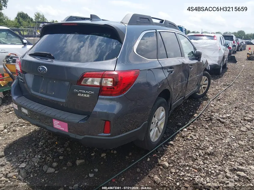 2017 Subaru Outback 2.5I Premium VIN: 4S4BSACC6H3215659 Lot: 45673381