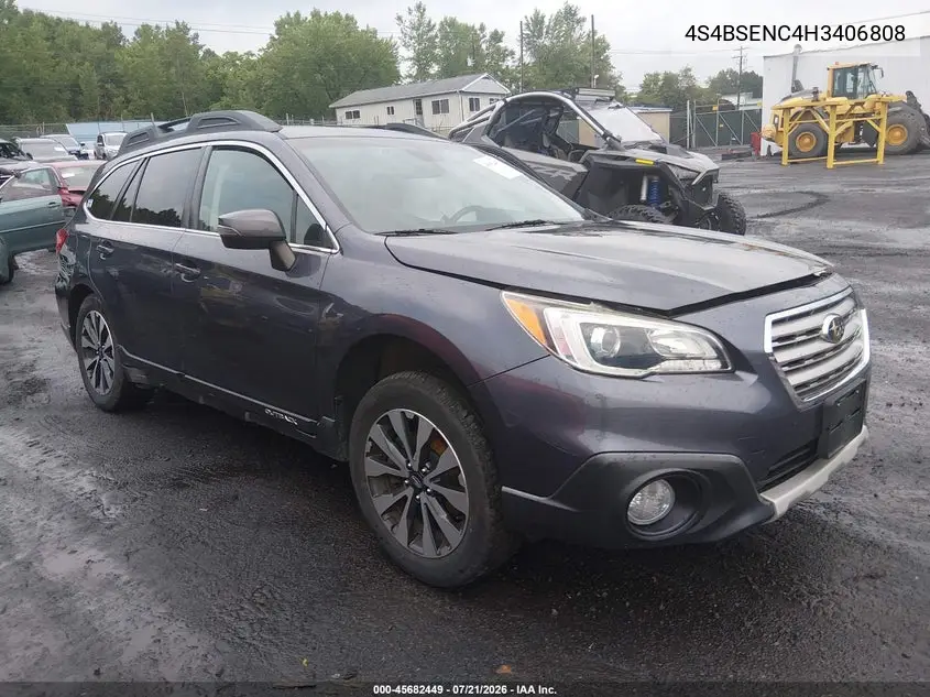 2017 Subaru Outback 3.6R Limited VIN: 4S4BSENC4H3406808 Lot: 45682449