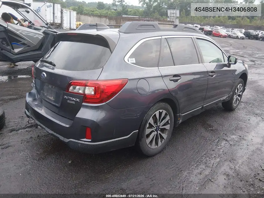 2017 Subaru Outback 3.6R Limited VIN: 4S4BSENC4H3406808 Lot: 45682449
