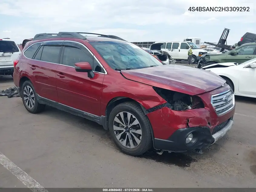 2017 Subaru Outback 2.5I Limited VIN: 4S4BSANC2H3309292 Lot: 45686482