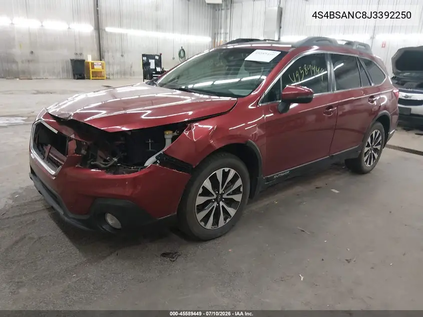 2018 Subaru Outback 2.5I Limited VIN: 4S4BSANC8J3392250 Lot: 45589449