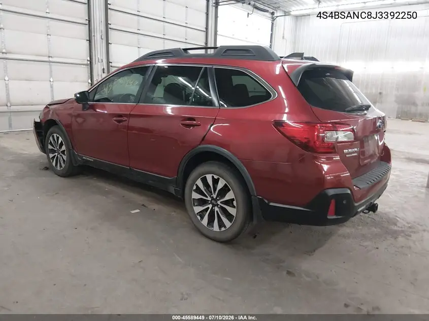 2018 Subaru Outback 2.5I Limited VIN: 4S4BSANC8J3392250 Lot: 45589449