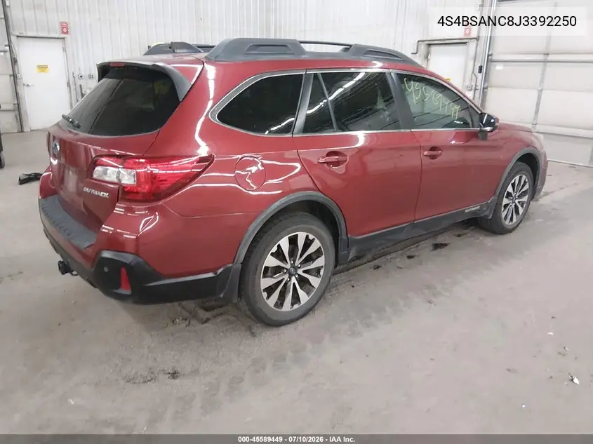 2018 Subaru Outback 2.5I Limited VIN: 4S4BSANC8J3392250 Lot: 45589449