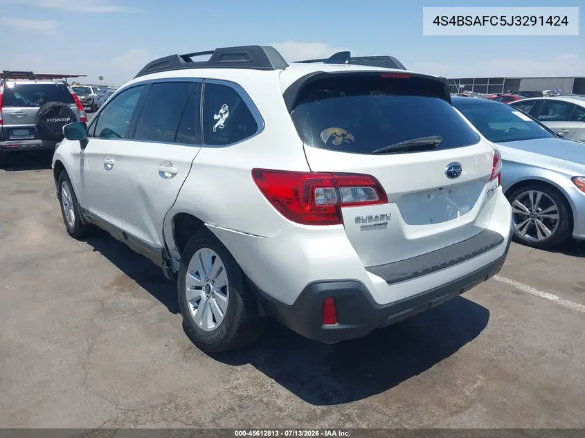 2018 Subaru Outback 2.5I Premium VIN: 4S4BSAFC5J3291424 Lot: 45612813