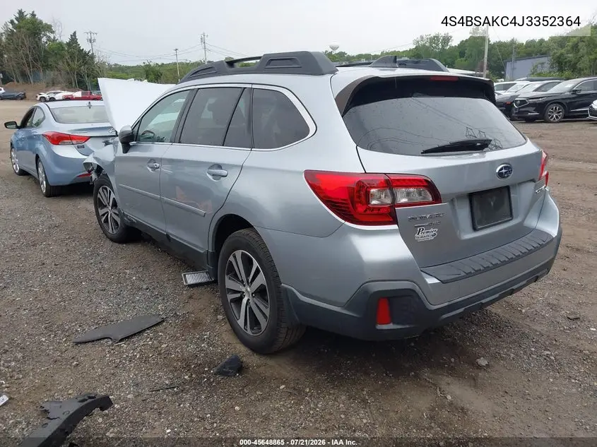 2018 Subaru Outback 2.5I Limited VIN: 4S4BSAKC4J3352364 Lot: 45648865