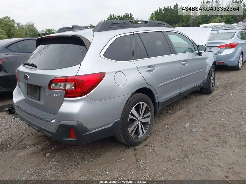 2018 Subaru Outback 2.5I Limited VIN: 4S4BSAKC4J3352364 Lot: 45648865
