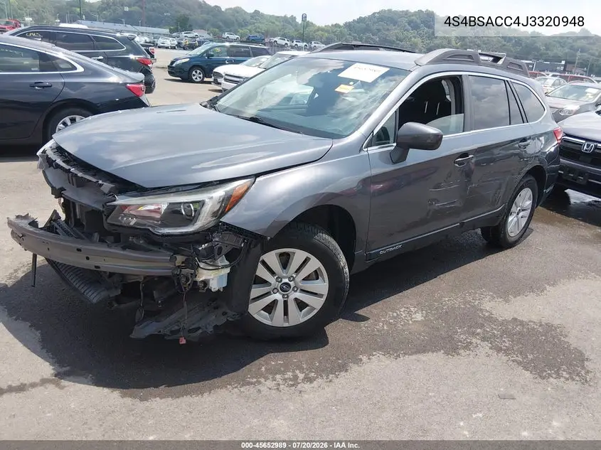 2018 Subaru Outback 2.5I Premium VIN: 4S4BSACC4J3320948 Lot: 45652989