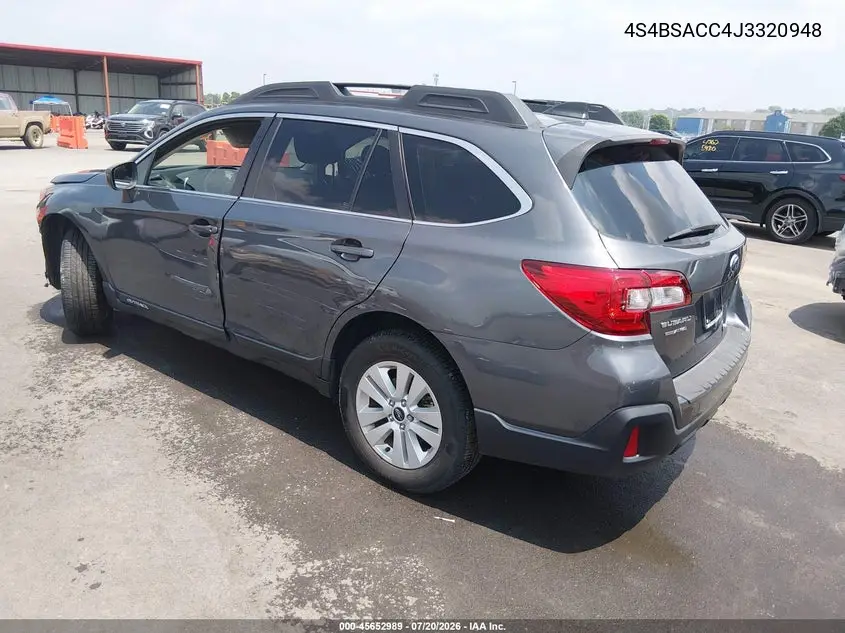 2018 Subaru Outback 2.5I Premium VIN: 4S4BSACC4J3320948 Lot: 45652989