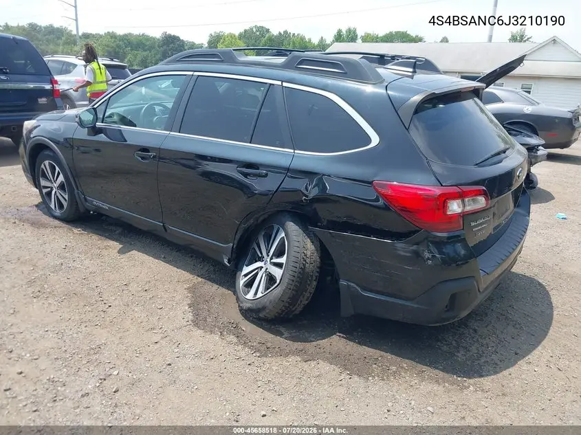 2018 Subaru Outback 2.5I Limited VIN: 4S4BSANC6J3210190 Lot: 45658518