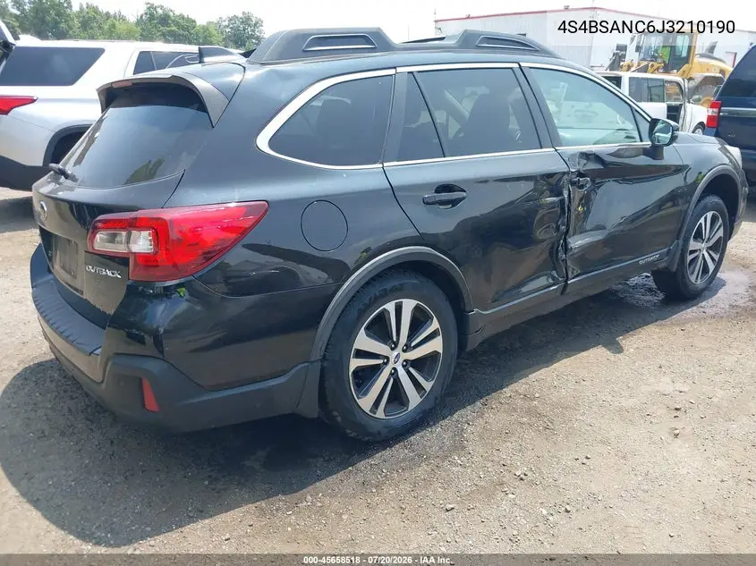 2018 Subaru Outback 2.5I Limited VIN: 4S4BSANC6J3210190 Lot: 45658518