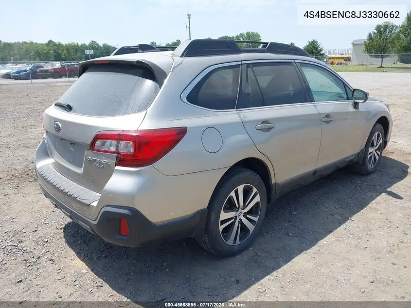 2018 Subaru Outback 3.6R Limited VIN: 4S4BSENC8J3330662 Lot: 45668555