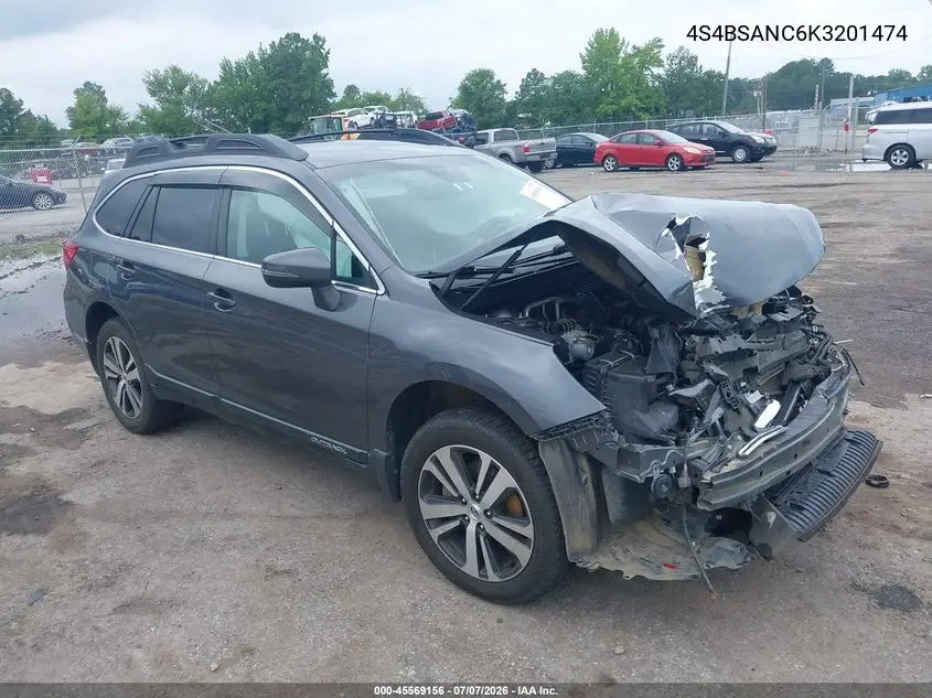 2019 Subaru Outback 2.5I Limited VIN: 4S4BSANC6K3201474 Lot: 45569156