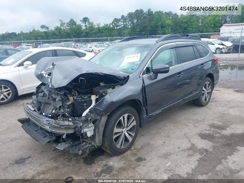 2019 Subaru Outback 2.5I Limited VIN: 4S4BSANC6K3201474 Lot: 45569156