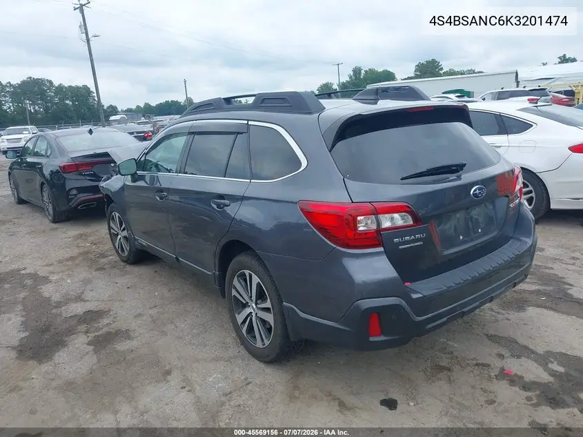 2019 Subaru Outback 2.5I Limited VIN: 4S4BSANC6K3201474 Lot: 45569156