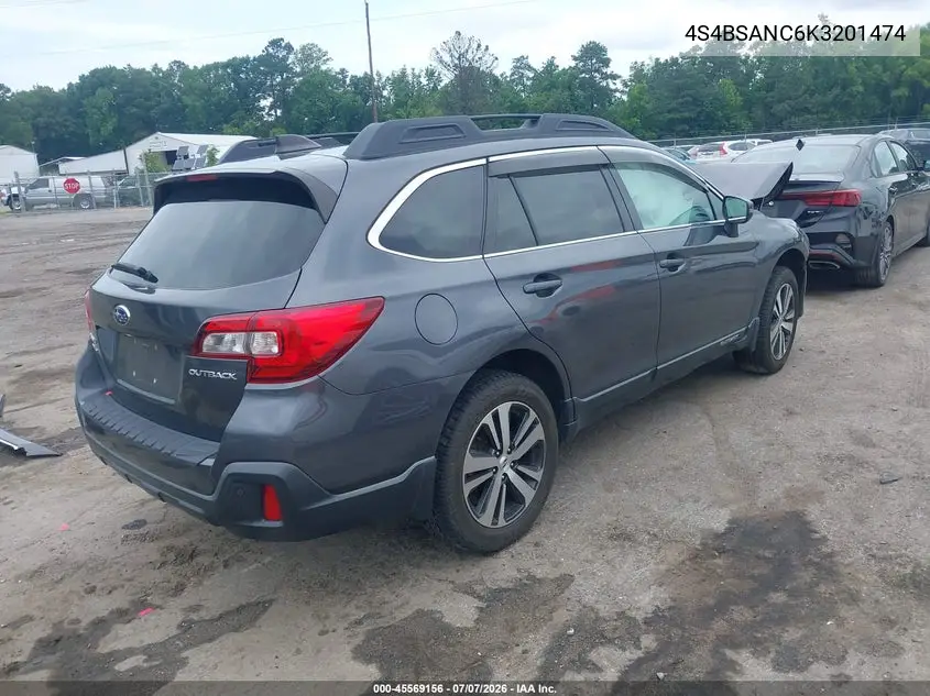 2019 Subaru Outback 2.5I Limited VIN: 4S4BSANC6K3201474 Lot: 45569156