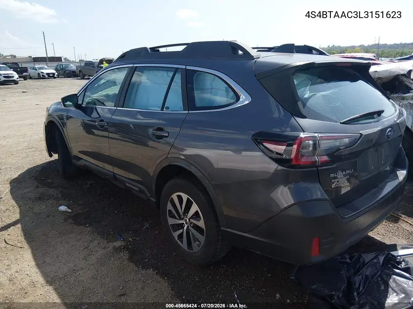 2020 Subaru Outback VIN: 4S4BTAAC3L3151623 Lot: 45665424