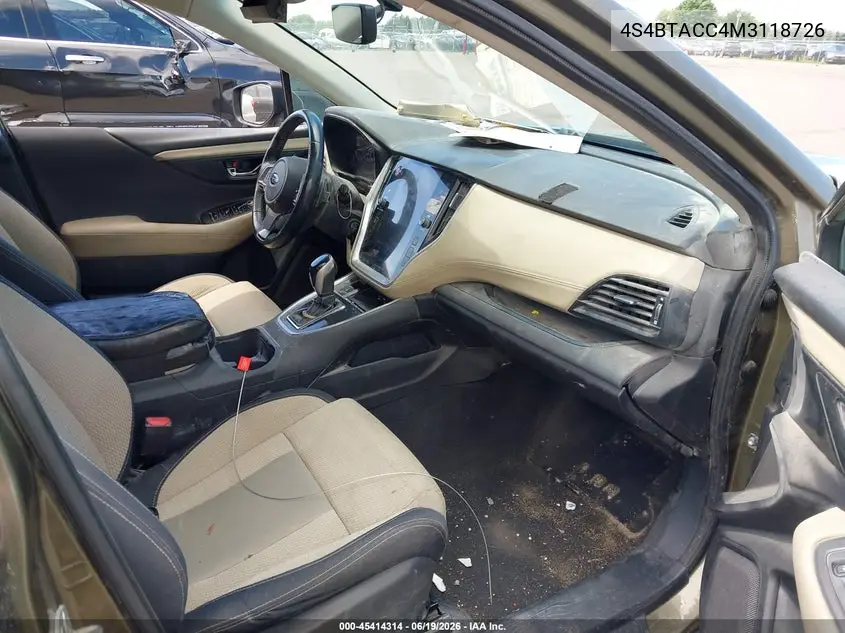 2021 Subaru Outback Premium VIN: 4S4BTACC4M3118726 Lot: 45414314