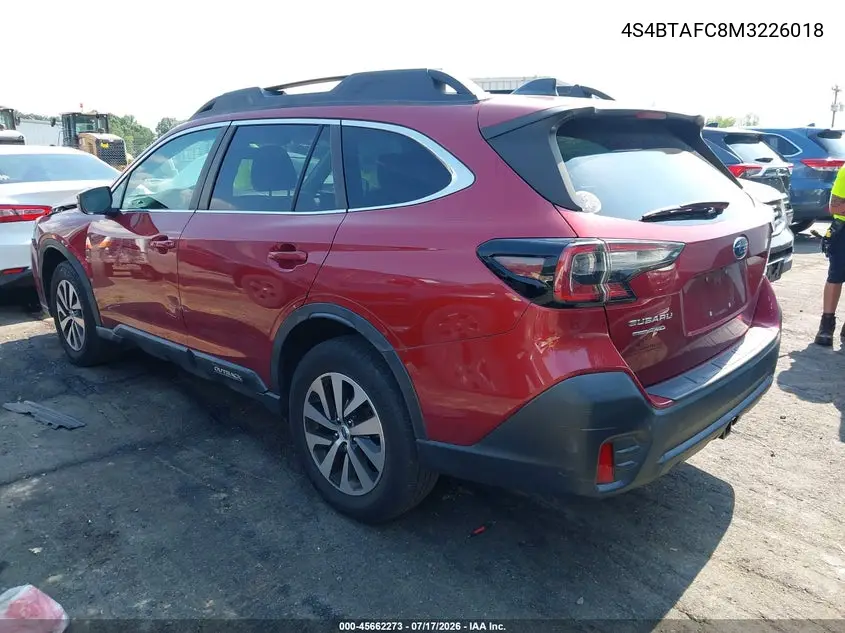 2021 Subaru Outback Premium VIN: 4S4BTAFC8M3226018 Lot: 45662273