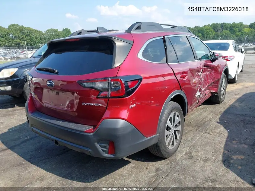 2021 Subaru Outback Premium VIN: 4S4BTAFC8M3226018 Lot: 45662273