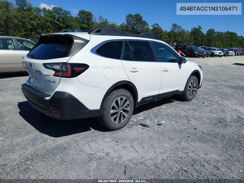 2022 Subaru Outback Premium VIN: 4S4BTACC1N3106471 Lot: 45175640