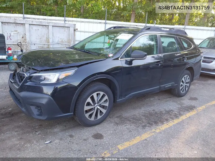 2022 Subaru Outback VIN: 4S4BTAAC1N3131759 Lot: 45217387