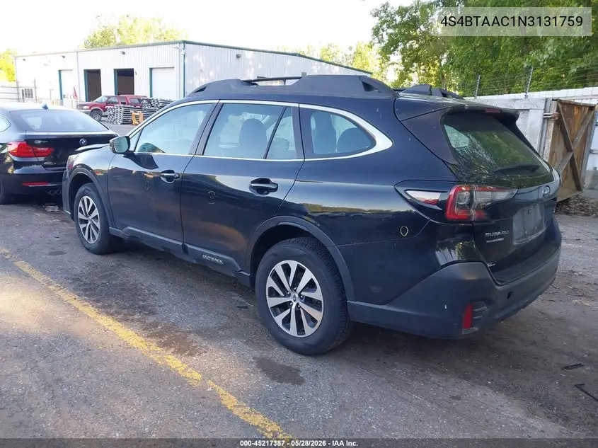 2022 Subaru Outback VIN: 4S4BTAAC1N3131759 Lot: 45217387