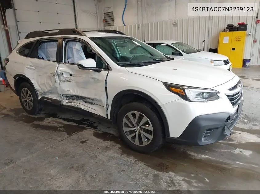 2022 Subaru Outback Premium VIN: 4S4BTACC7N3239123 Lot: 45549698