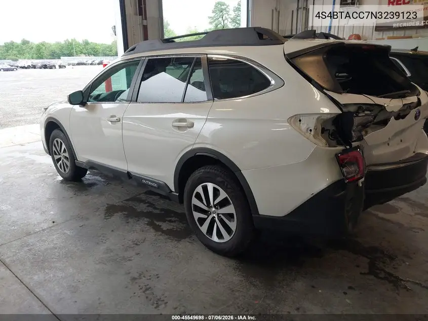 2022 Subaru Outback Premium VIN: 4S4BTACC7N3239123 Lot: 45549698