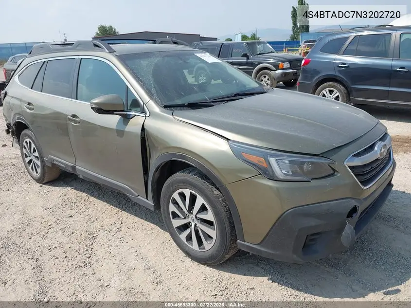 2022 Subaru Outback Premium VIN: 4S4BTADC7N3202720 Lot: 45693300