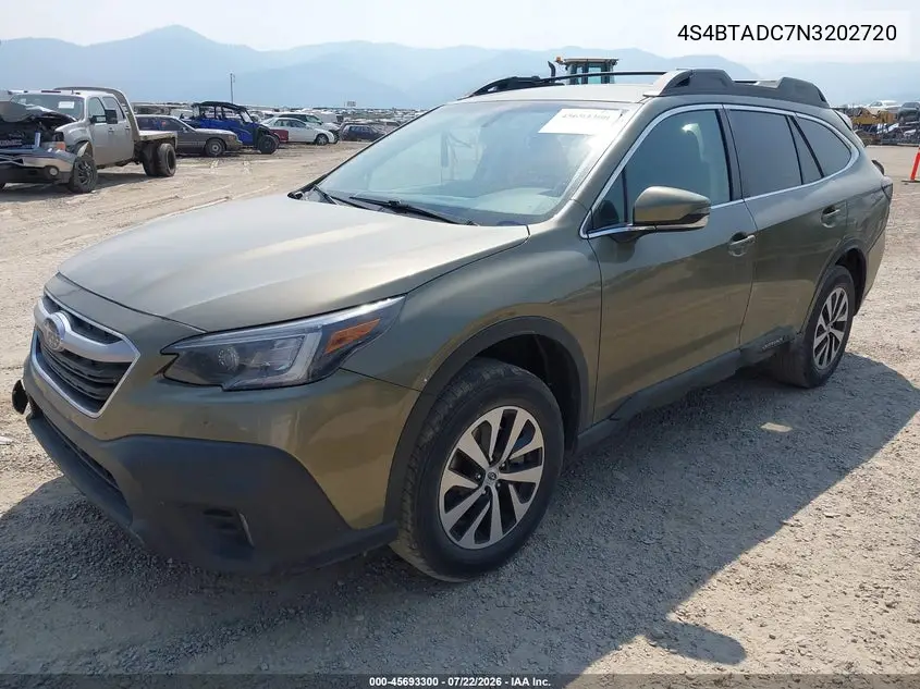 2022 Subaru Outback Premium VIN: 4S4BTADC7N3202720 Lot: 45693300