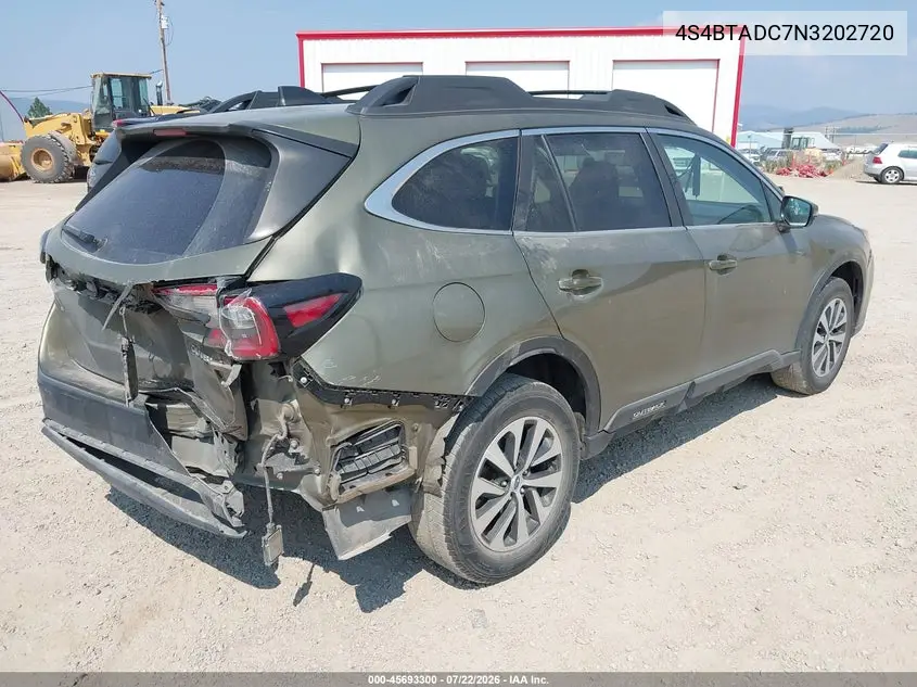 2022 Subaru Outback Premium VIN: 4S4BTADC7N3202720 Lot: 45693300