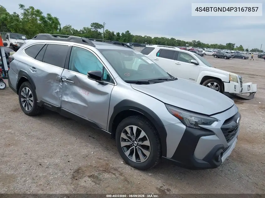 2023 Subaru Outback Limited Xt VIN: 4S4BTGND4P3167857 Lot: 45333080