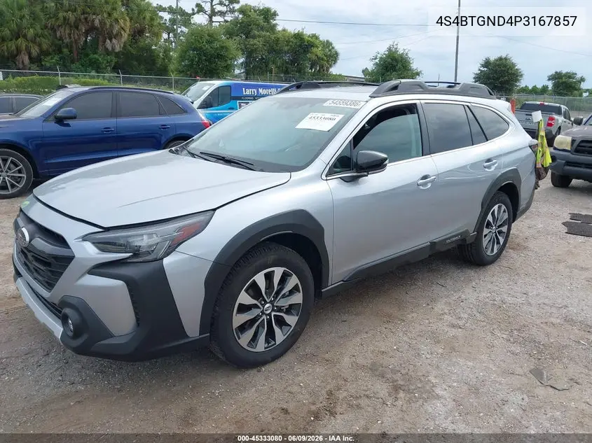 2023 Subaru Outback Limited Xt VIN: 4S4BTGND4P3167857 Lot: 45333080