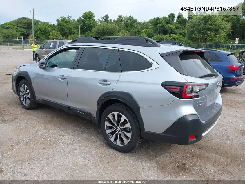 2023 Subaru Outback Limited Xt VIN: 4S4BTGND4P3167857 Lot: 45333080