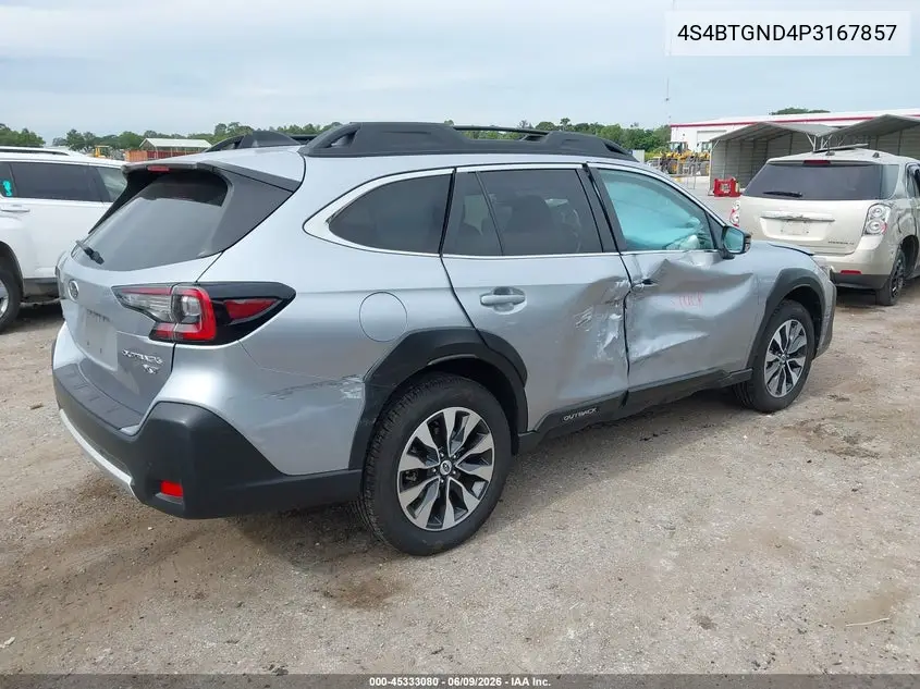 2023 Subaru Outback Limited Xt VIN: 4S4BTGND4P3167857 Lot: 45333080