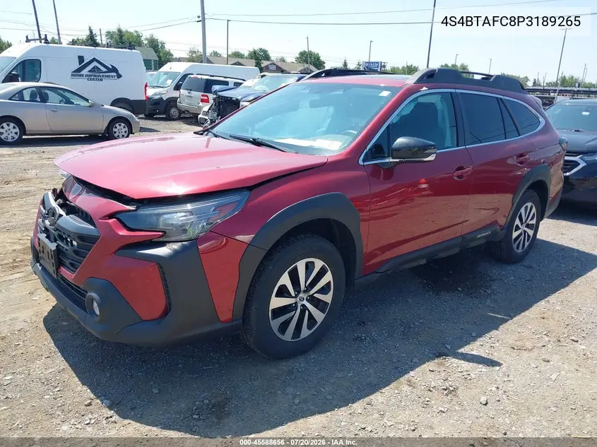 2023 Subaru Outback Premium VIN: 4S4BTAFC8P3189265 Lot: 45588656