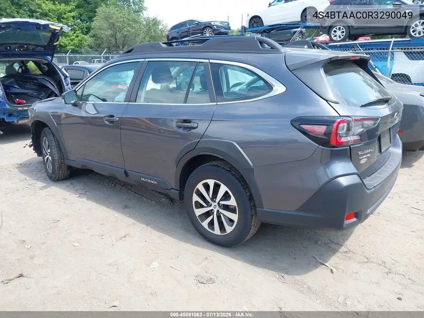 2024 Subaru Outback VIN: 4S4BTAAC0R3290049 Lot: 45591063