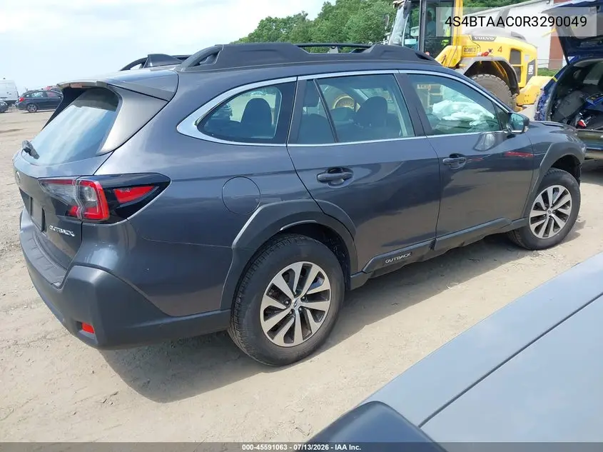 2024 Subaru Outback VIN: 4S4BTAAC0R3290049 Lot: 45591063
