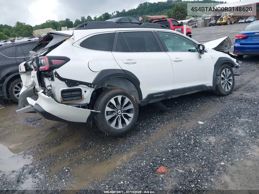 2024 Subaru Outback Limited VIN: 4S4BTANC0R3148620 Lot: 45613471