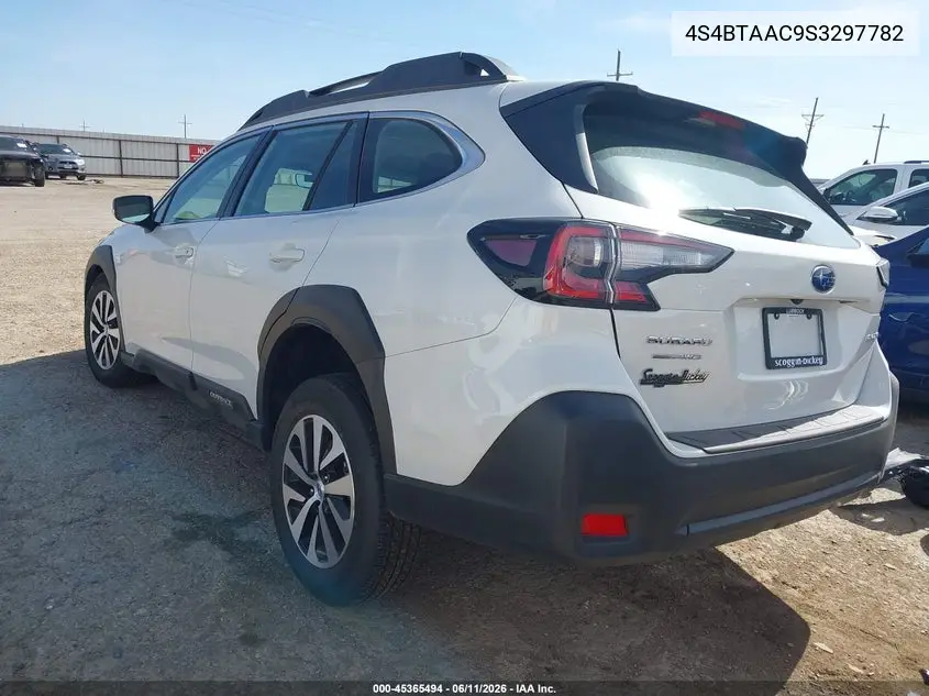 2025 Subaru Outback VIN: 4S4BTAAC9S3297782 Lot: 45365494