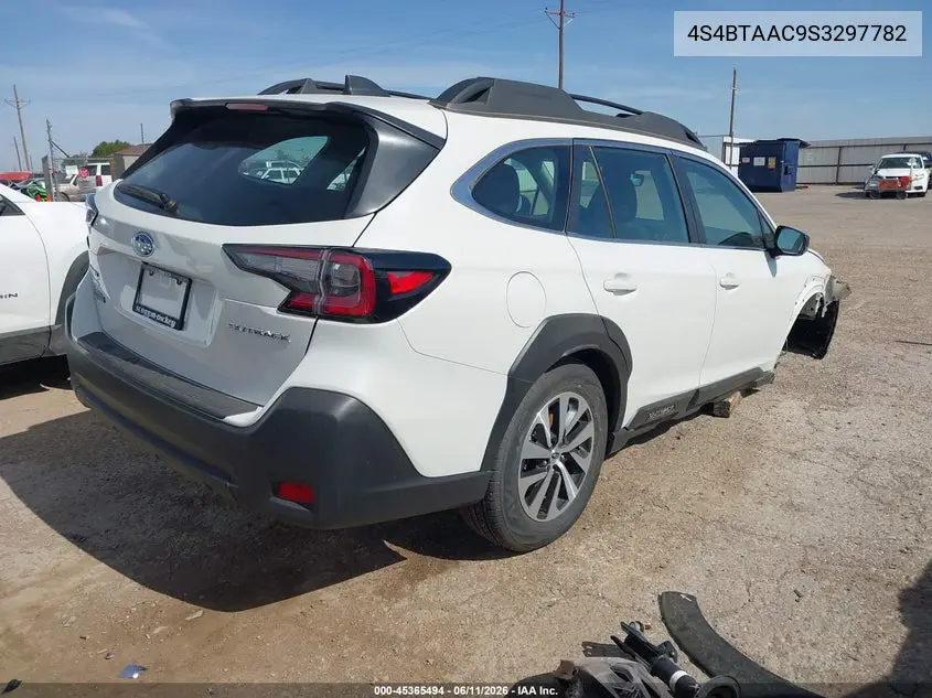 2025 Subaru Outback VIN: 4S4BTAAC9S3297782 Lot: 45365494