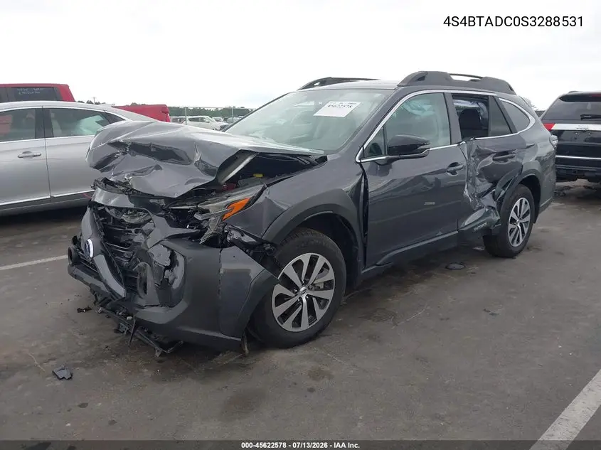 2025 Subaru Outback Premium VIN: 4S4BTADC0S3288531 Lot: 45622578