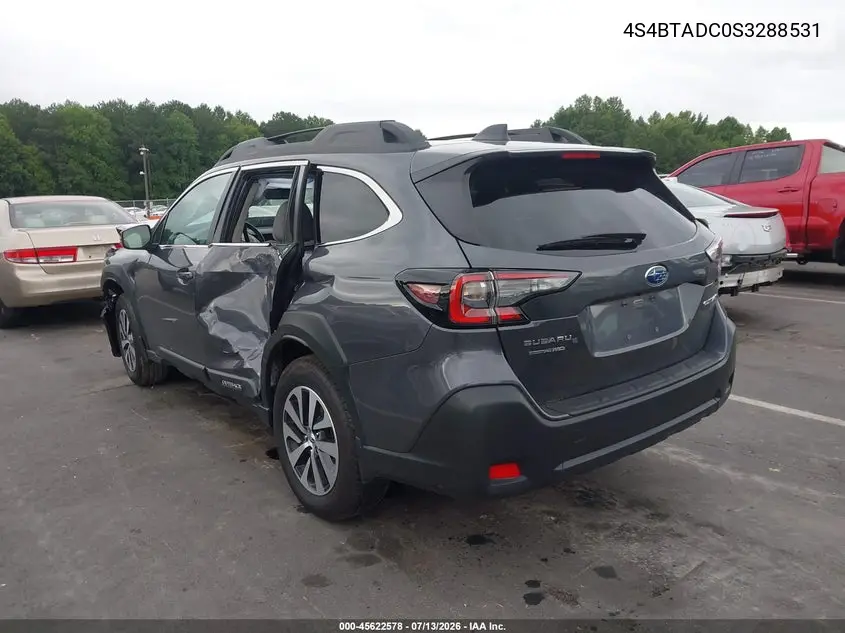 2025 Subaru Outback Premium VIN: 4S4BTADC0S3288531 Lot: 45622578
